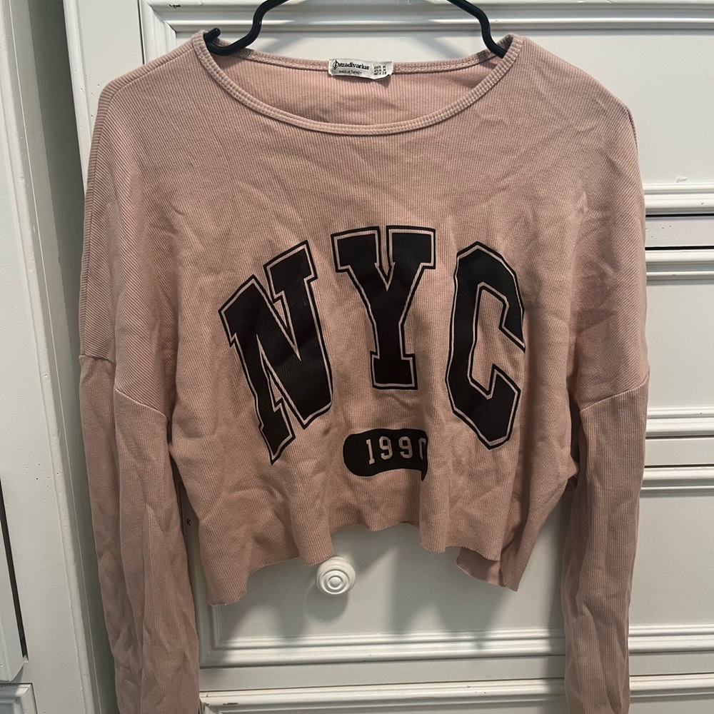 Stradivarius Pink Cropped Long Sleeve | US Size M